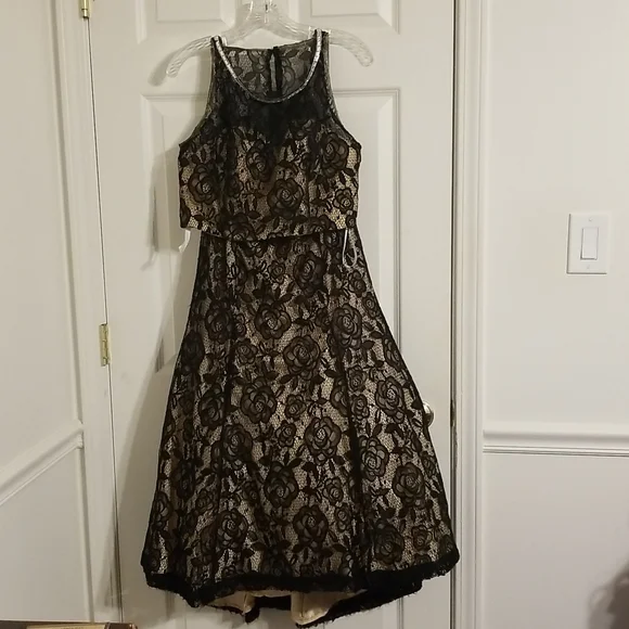 Tiffany Designs | Dresses | Tiffany Designs 2 Piece Mermaid Style Black Lace  Nude Underlay Size 2 | Poshmark